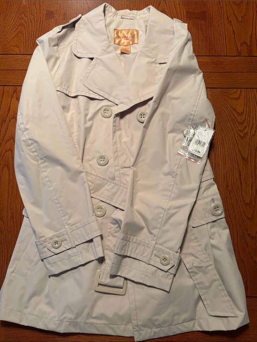 Northcrest Women's Light Taupe Double-Breasted Trench Coat